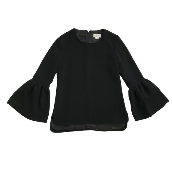 Charlotte Brody Bell Flare Sleeve Blouse Shirt Top Womens Small Black Crew Neck - Picture 10 of 10